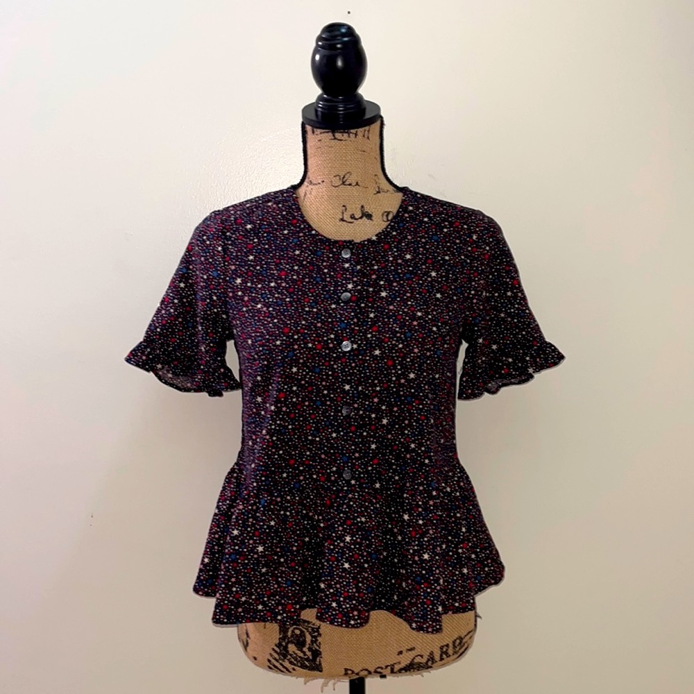 Madewell Ruffled Printed Blouse Top
